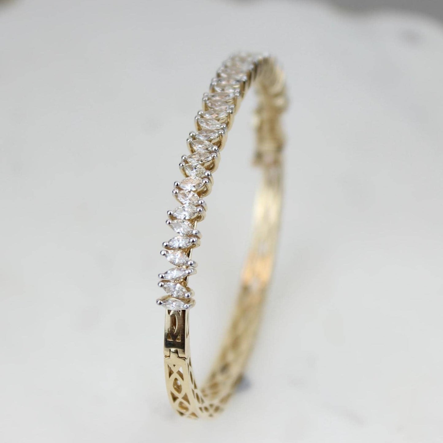 Marquise Natural Diamond Bridal Bangle Bracelet