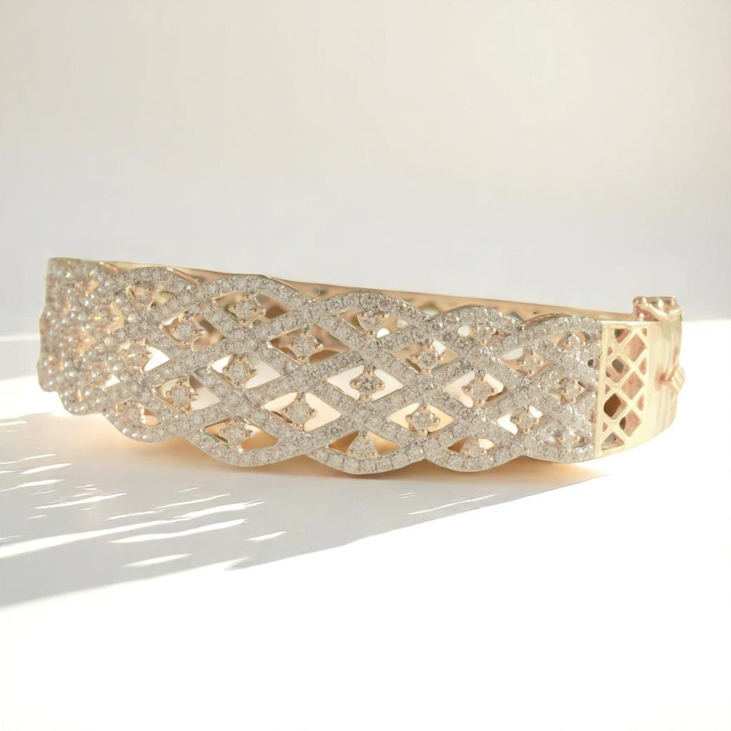 Lattice  Broad Natural Diamond Cocktail Bracelet