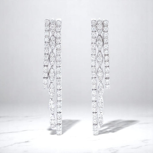 Waterfall Diamond Earrings In 14kt Solid Gold