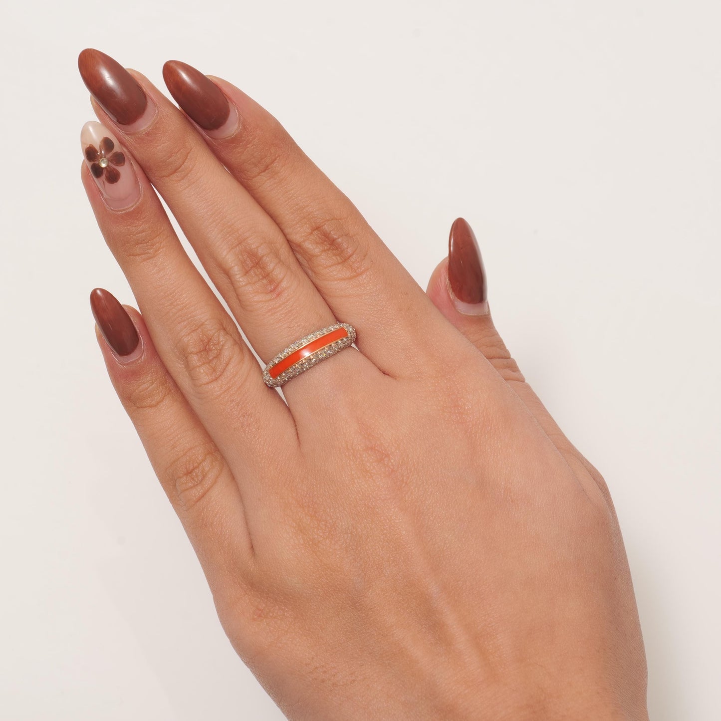 Colored Enamel Natural Diamond Ring