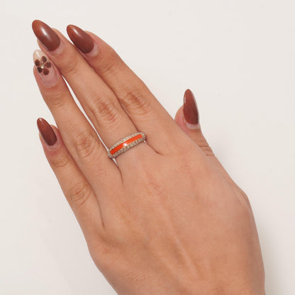 Colored Enamel Natural Diamond Ring