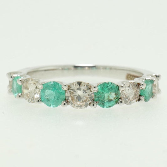 Emerald Half Eternity Diamond Band Ring