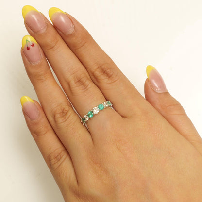 Emerald Half Eternity Diamond Band Ring