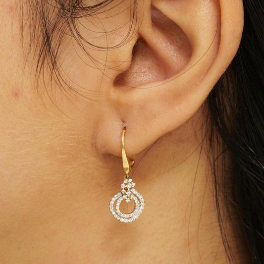 Circle Diamond Drop Huggie Earrings