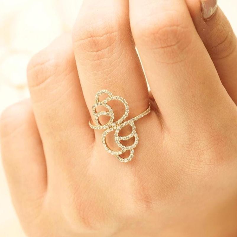 Floral Natural Diamond Ring