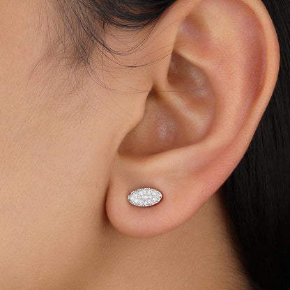 Diamond Oval Stud Earrings