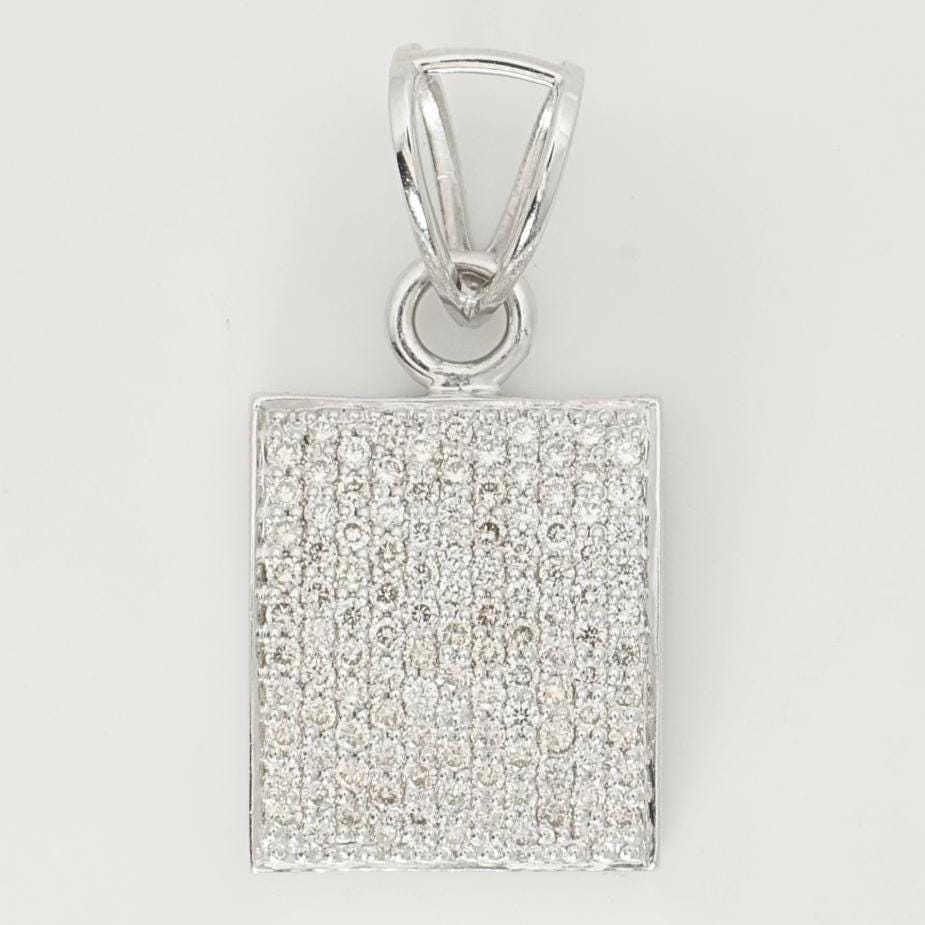 Square Pave Natural Diamond Pendant