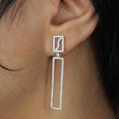 Rectangle Dangle Diamond Earrings