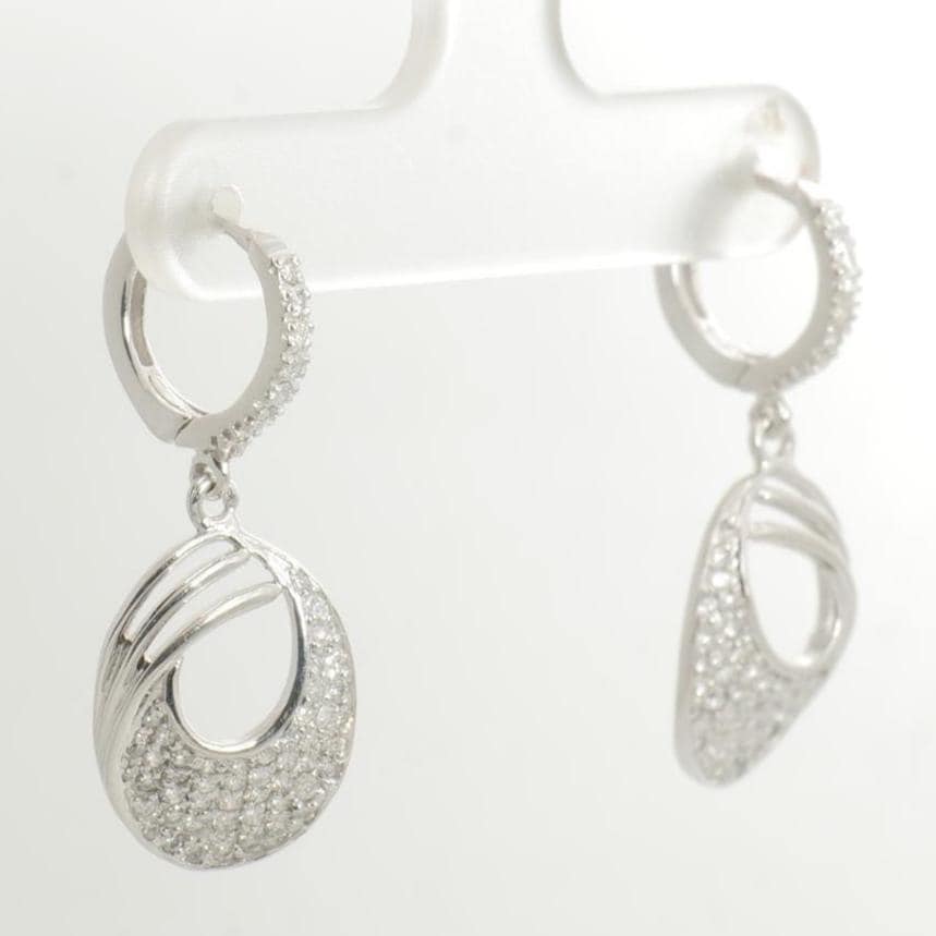 Oval Drop Diamond Dangle Earrings