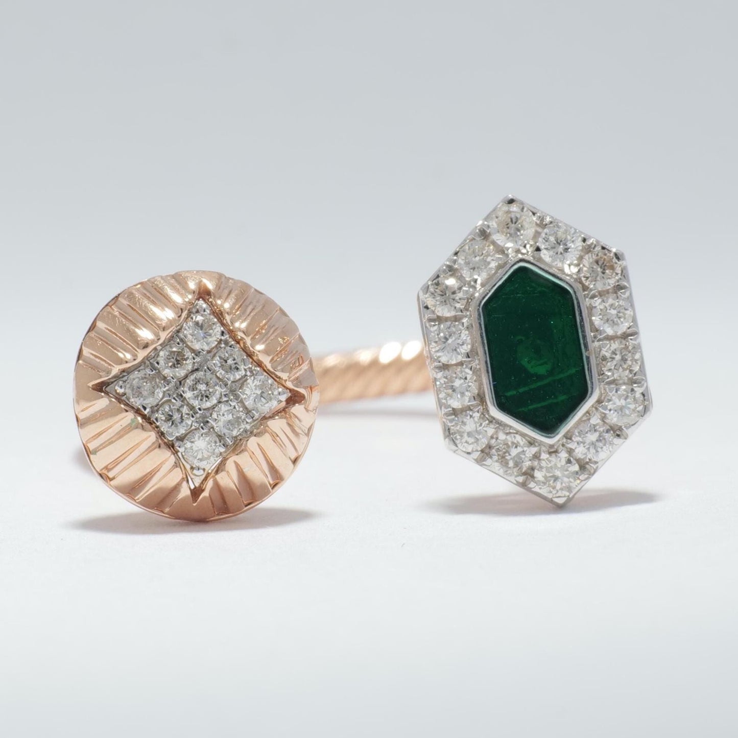 Hexagonal Open Cuff Diamond Ring