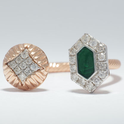 Hexagonal Open Cuff Diamond Ring