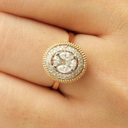 Oval Cluster Natural Diamond Ring