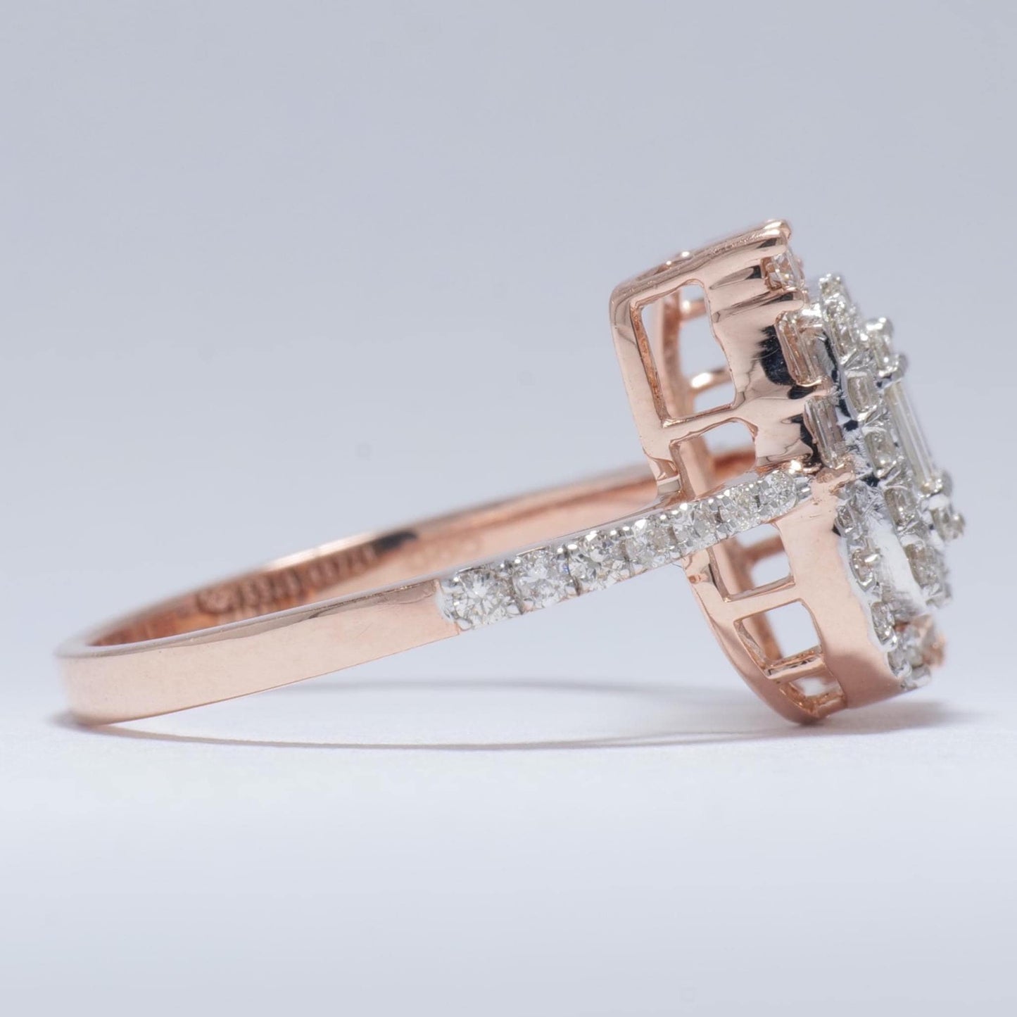 Baguettes and Round Illusion Natural Diamond Ring