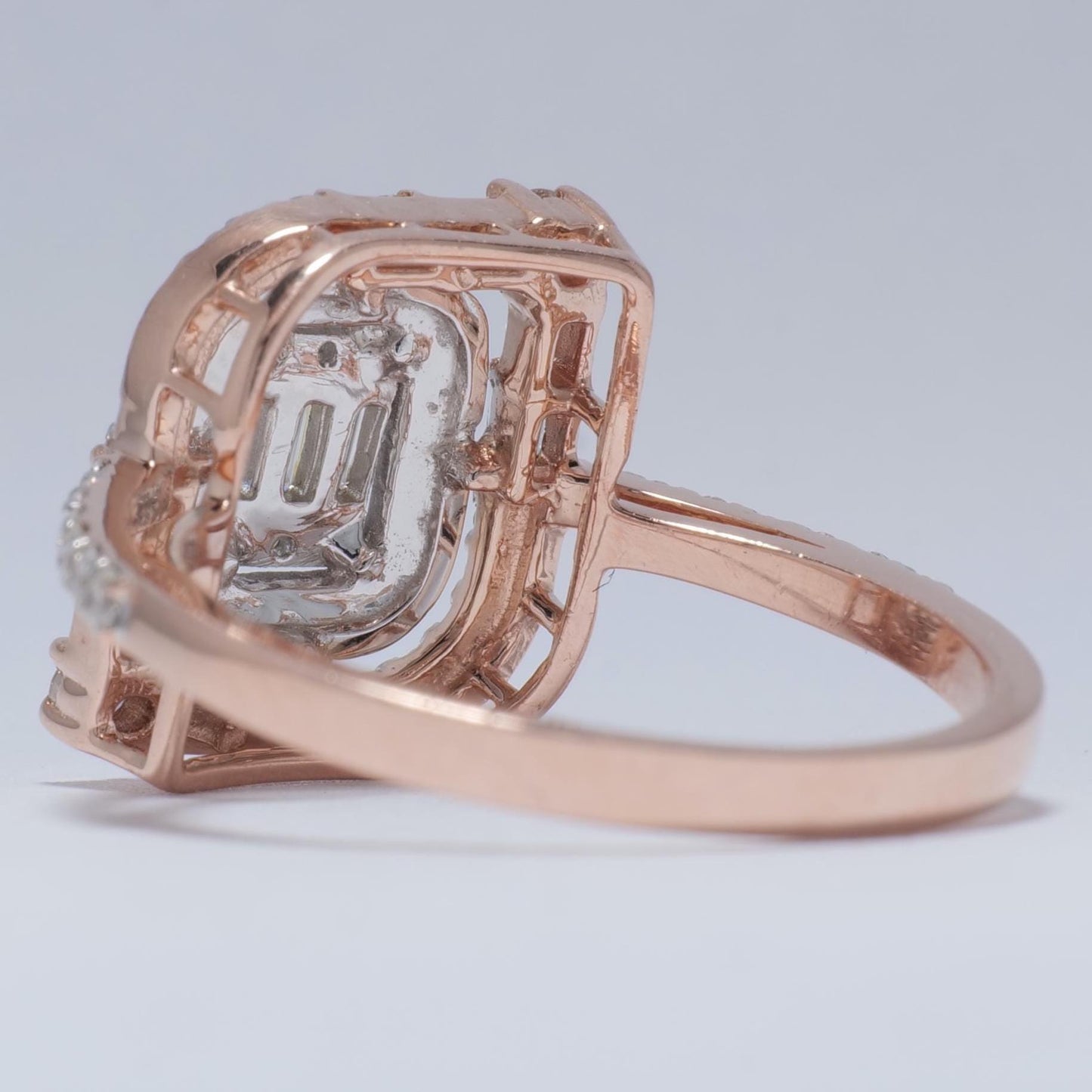 Baguettes and Round Illusion Natural Diamond Ring