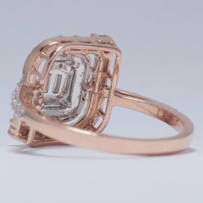 Baguettes and Round Illusion Natural Diamond Ring