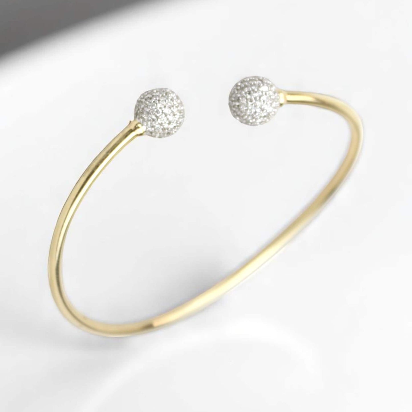 Orbs Natural Diamond Open Cuff Bracelet