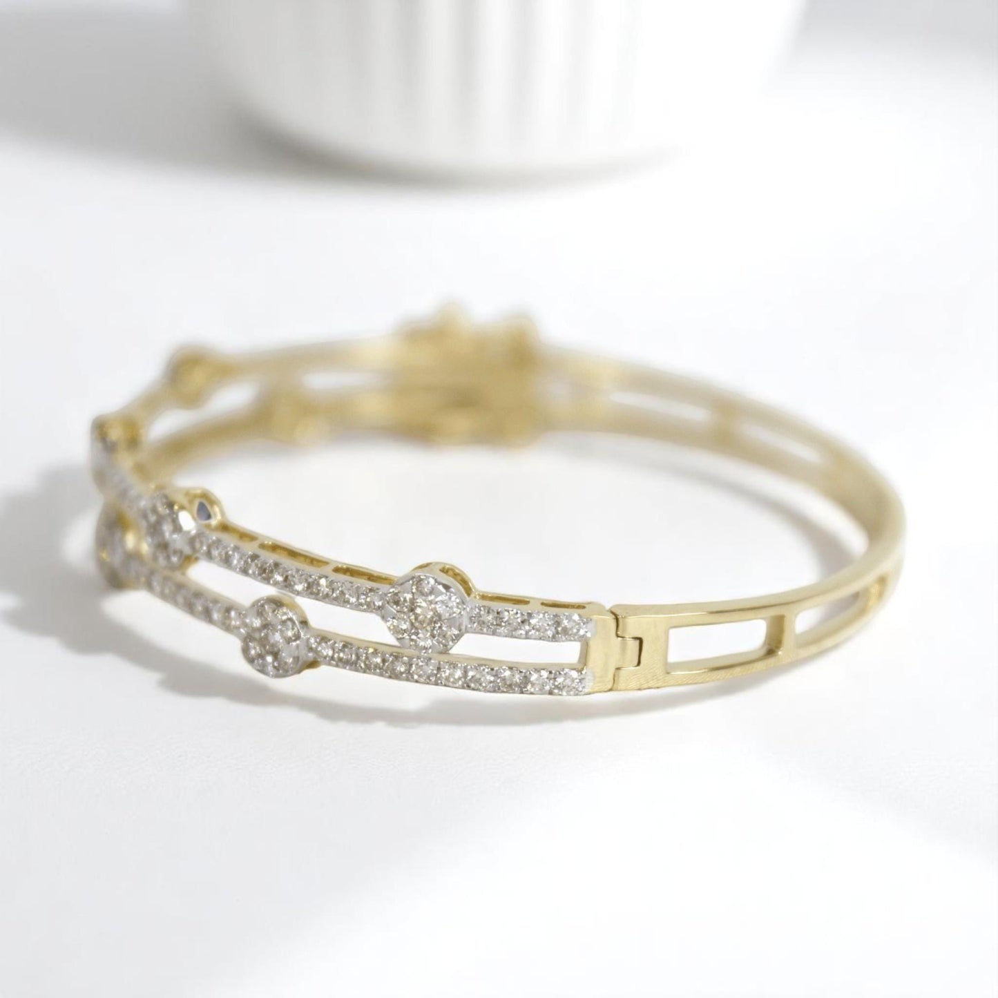 Dual Line Cluster Natural Diamond Cuff Bracelet