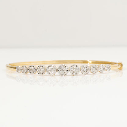 Flower Cluster Natural Diamond Cuff Bracelet