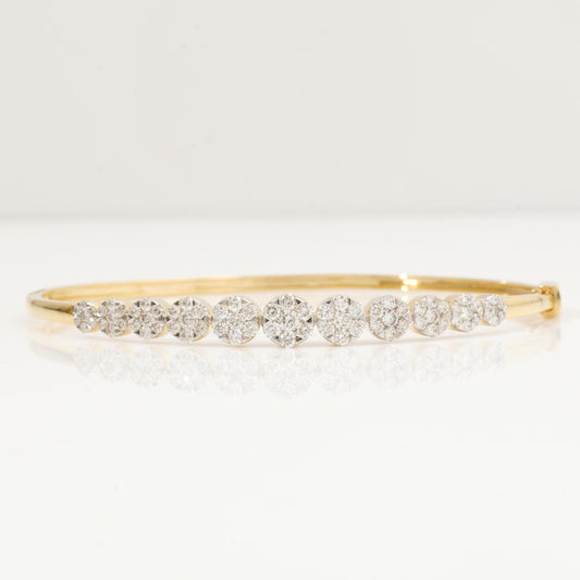 Flower Cluster Natural Diamond Cuff Bracelet