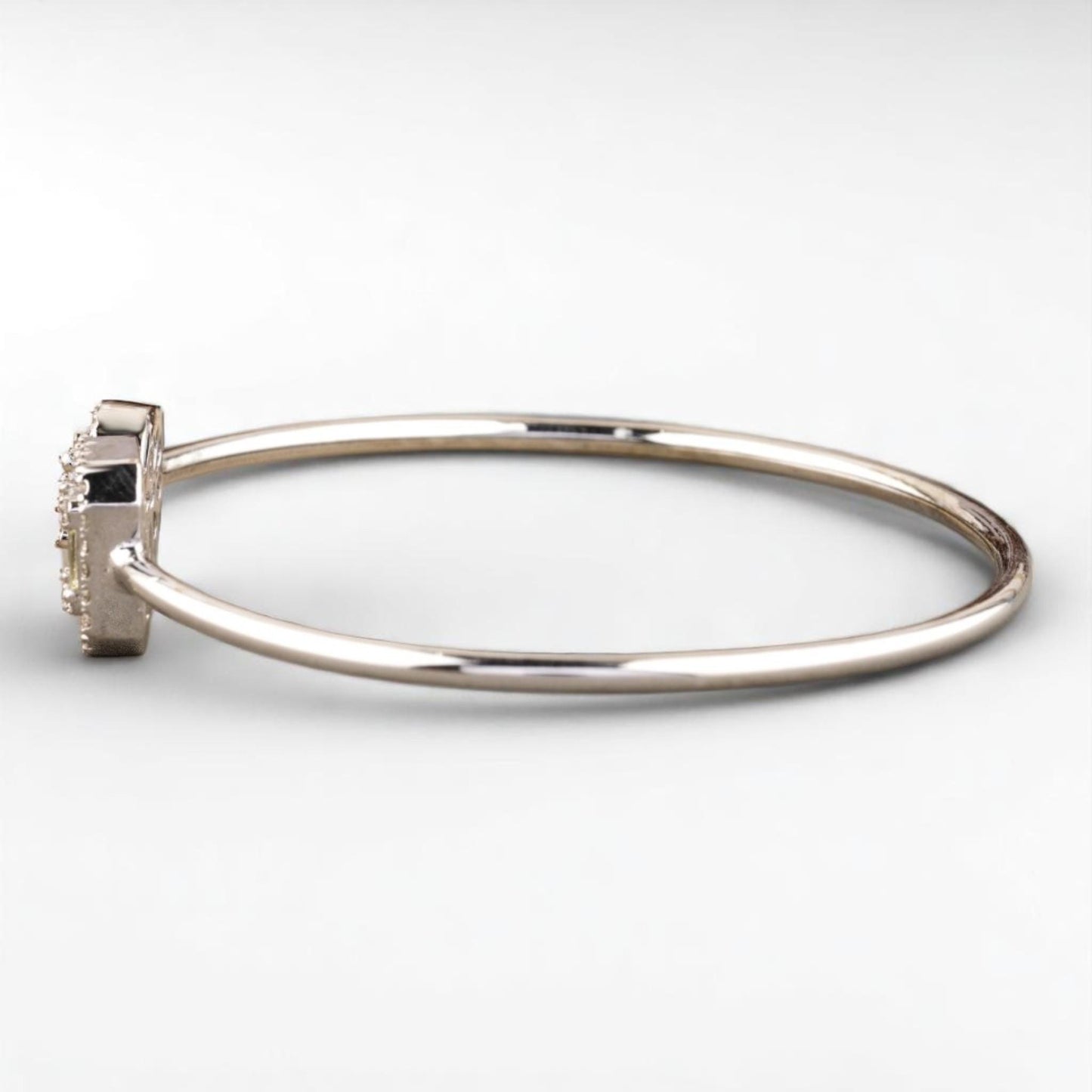 Open Halo Natural Diamond Open Cuff Minimalistic Bracelet