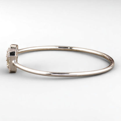 Open Halo Natural Diamond Open Cuff Minimalistic Bracelet