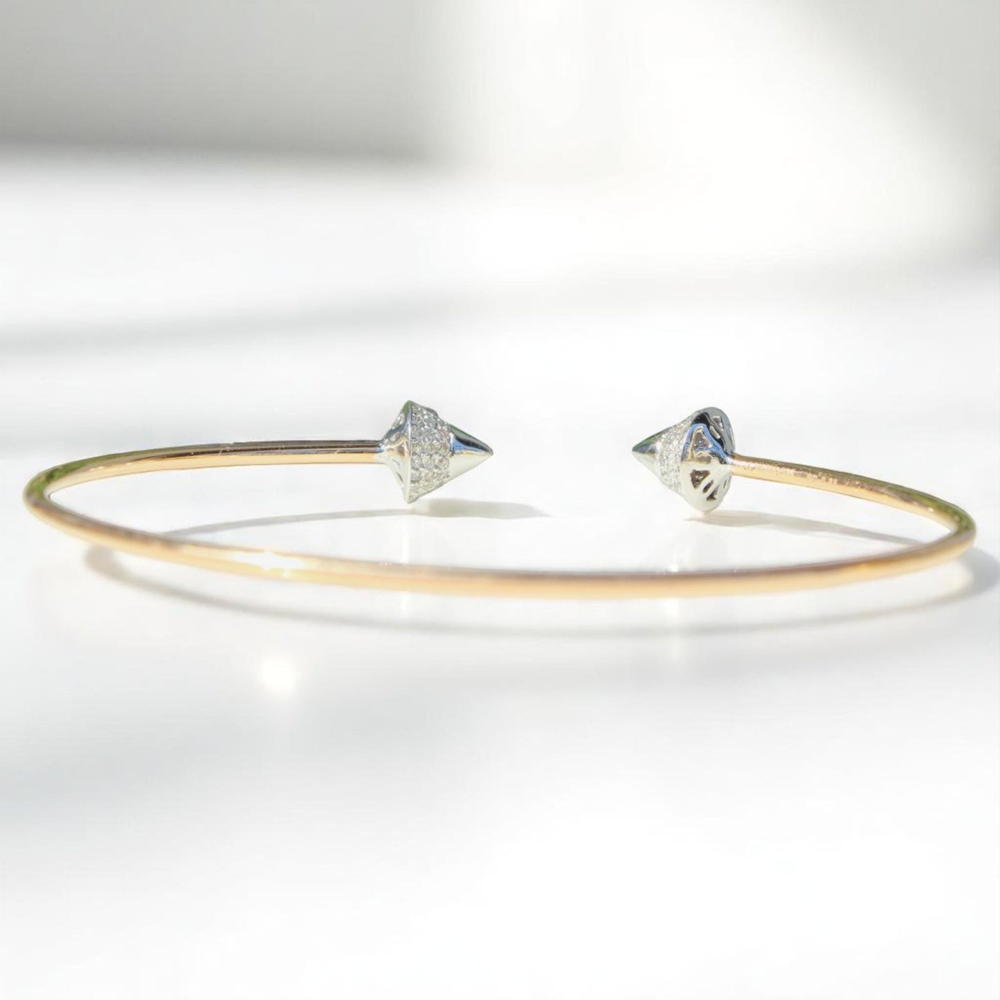 Cone End Natural Diamond Minimalistic Stacking Bracelet