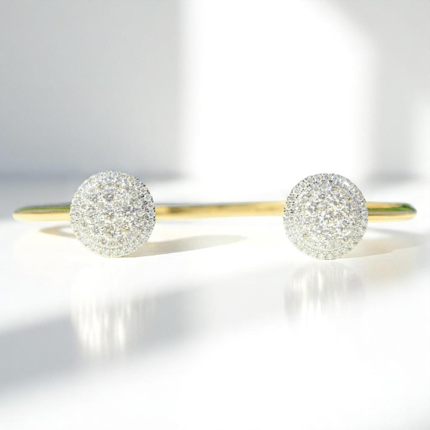 Circle Natural Diamond Stackable Open Cuff Bracelet