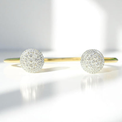 Circle Natural Diamond Stackable Open Cuff Bracelet