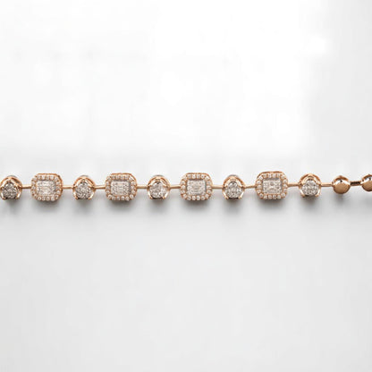 Geometric Halo Natural Diamond Stackable Tennis Bracelet
