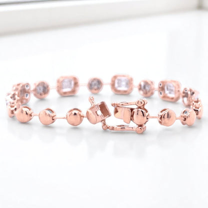 Geometric Halo Natural Diamond Stackable Tennis Bracelet