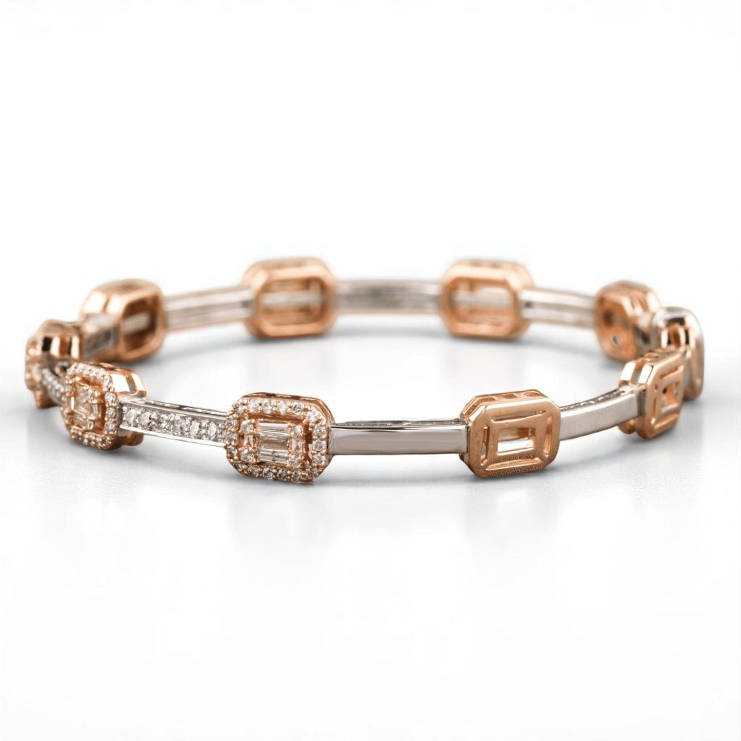 Emerald Cut Halo Bangle Bracelet