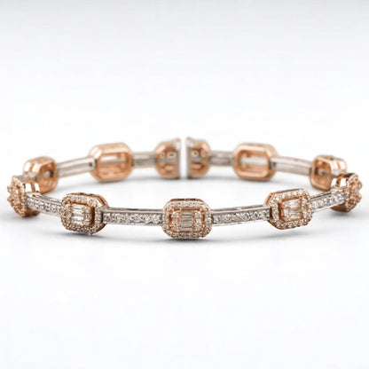 Emerald Cut Halo Bangle Bracelet