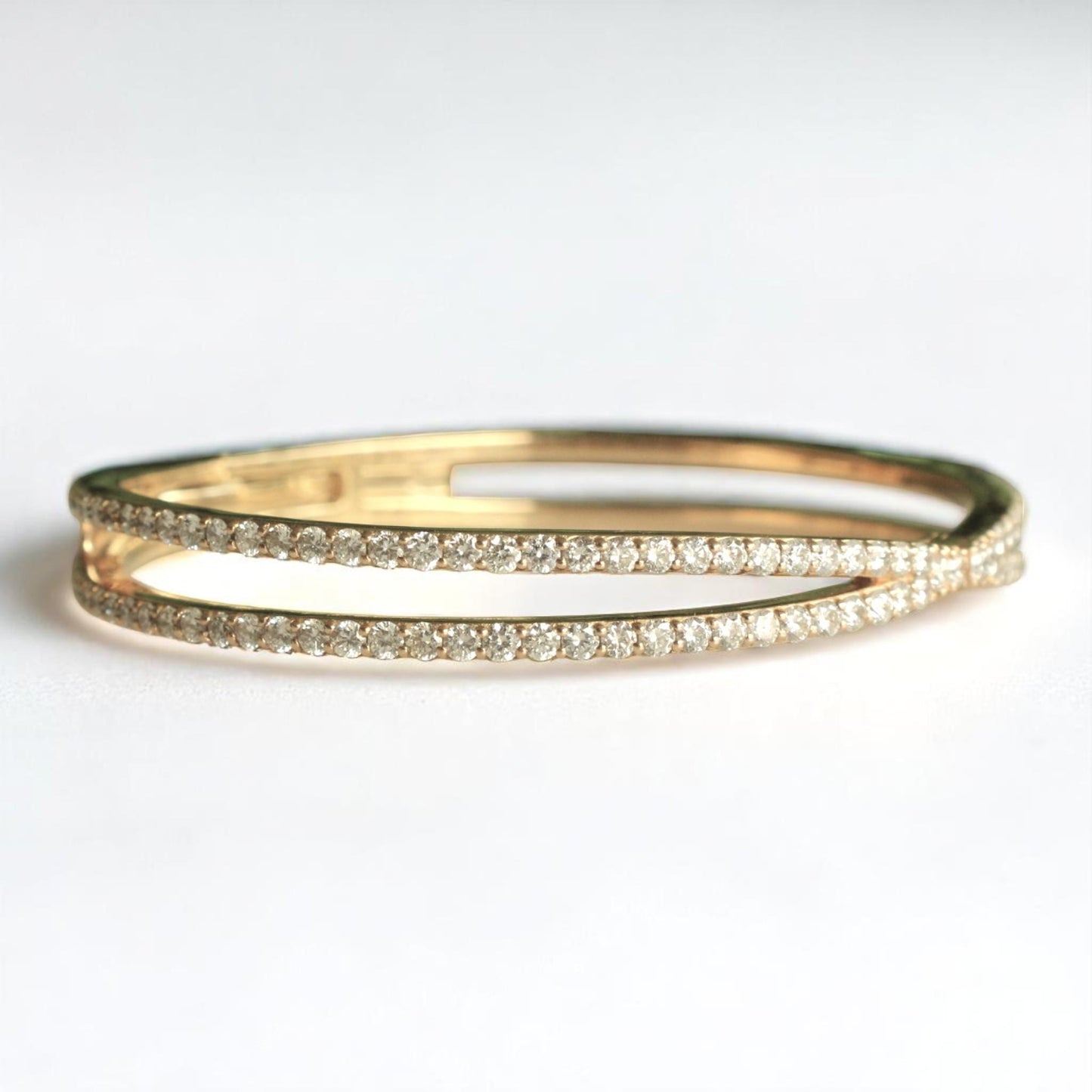 Crossover Wide Natural Diamond Bracelet