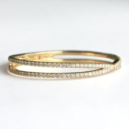 Crossover Wide Natural Diamond Bracelet