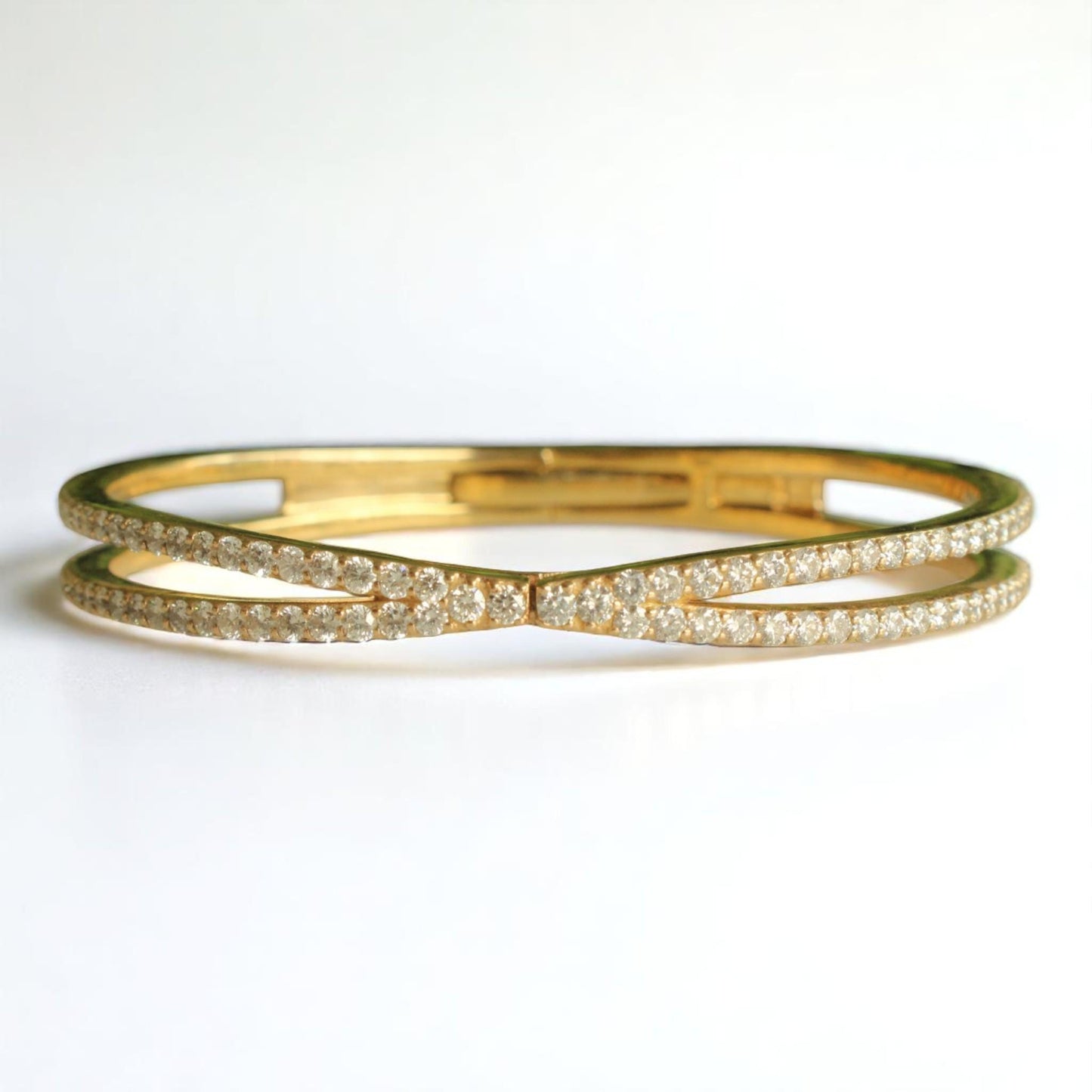 Crossover Wide Natural Diamond Bracelet