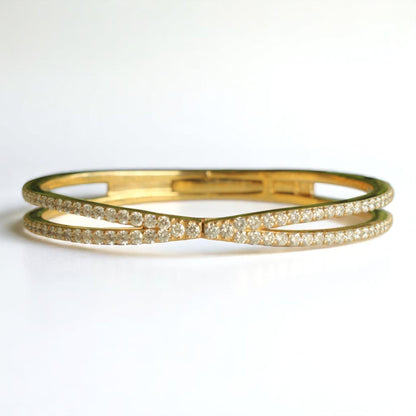 Crossover Wide Natural Diamond Bracelet