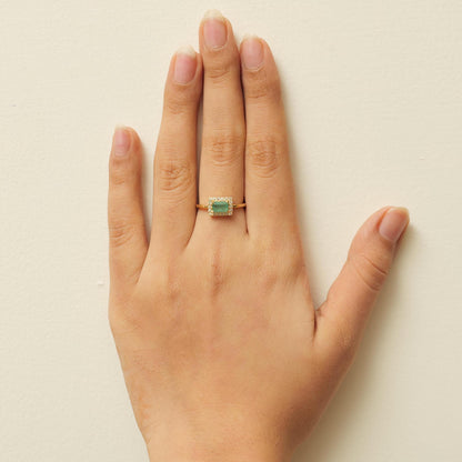 Halo Natural Emerald Diamond Bridal Ring