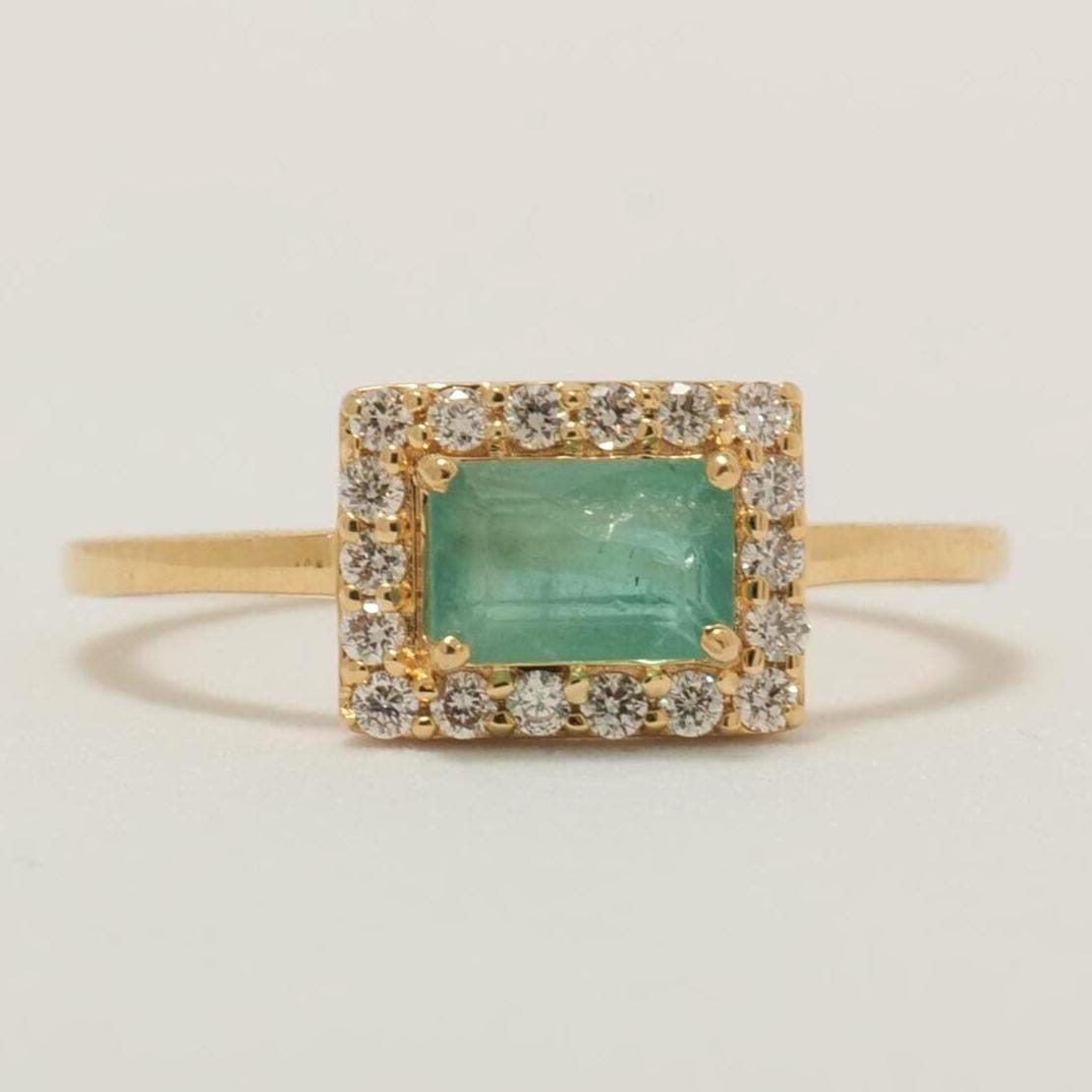 Halo Natural Emerald Diamond Bridal Ring