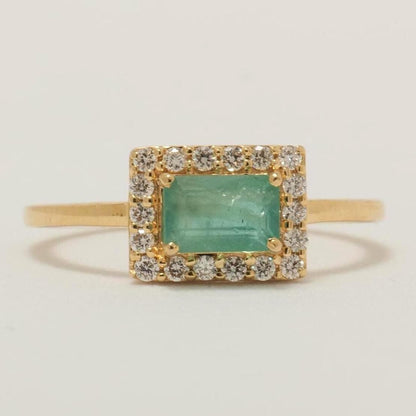 Halo Natural Emerald Diamond Bridal Ring