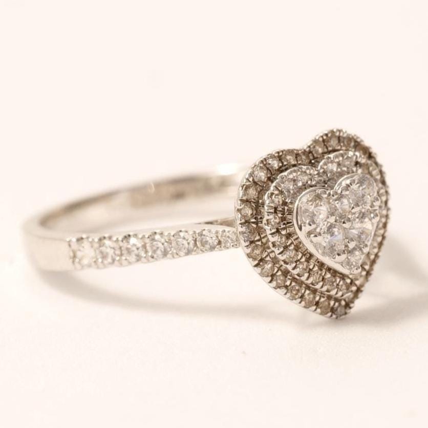Heart Natural Diamond Cluster Proposal Ring