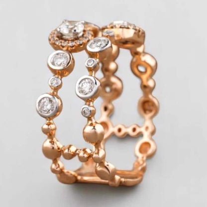 Round & Baguette Halo Natural Diamonds Ring