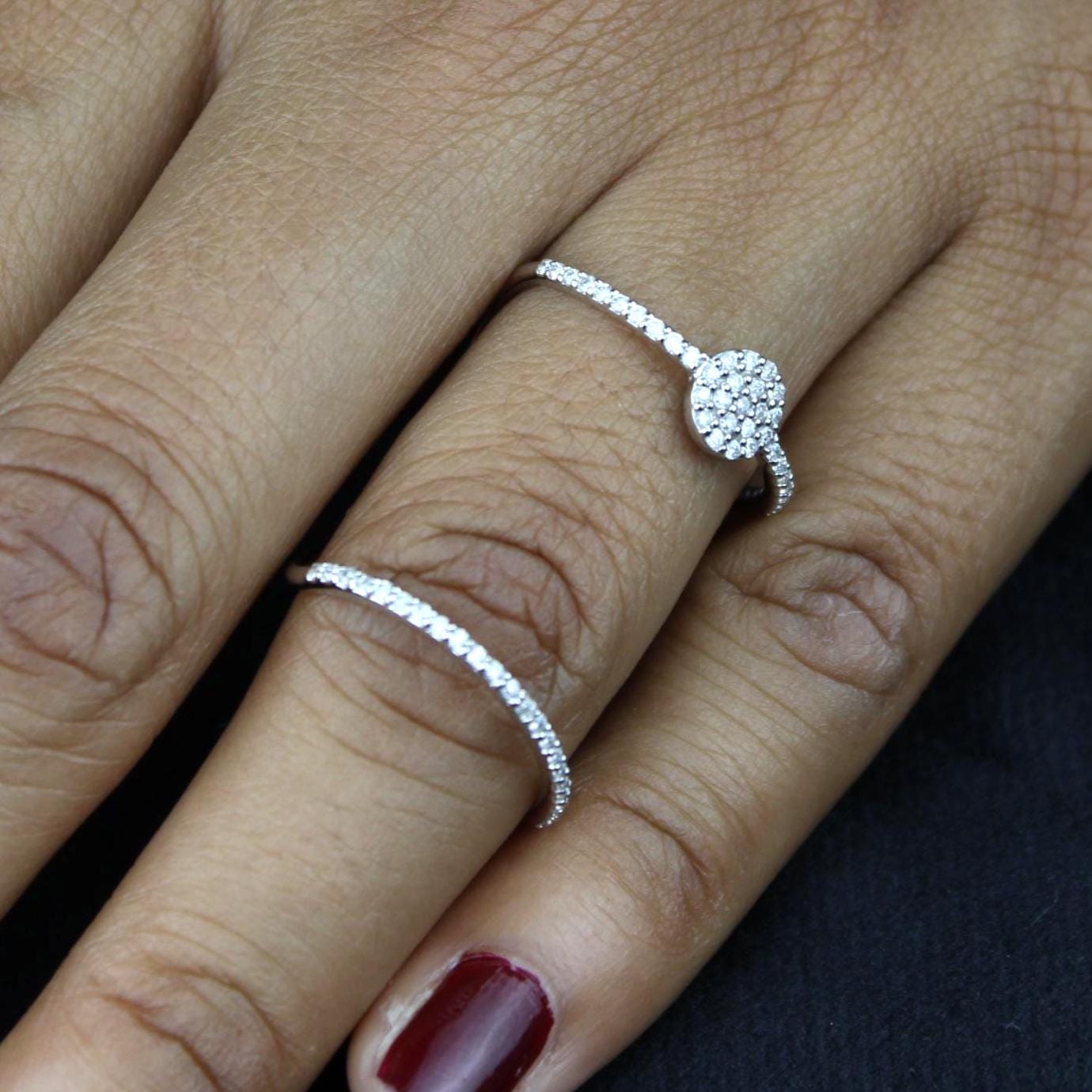 Double Band Circle Diamond Ring