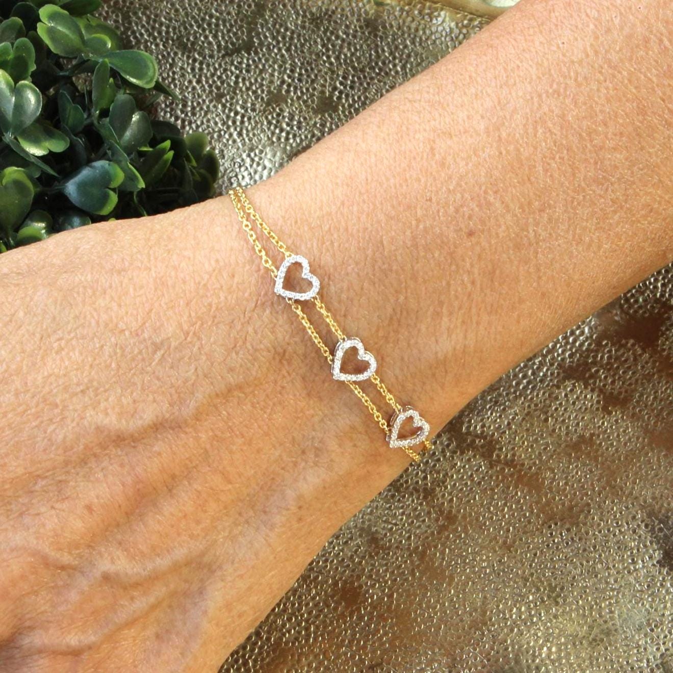 Heart Natural Diamond Stackable Bracelet