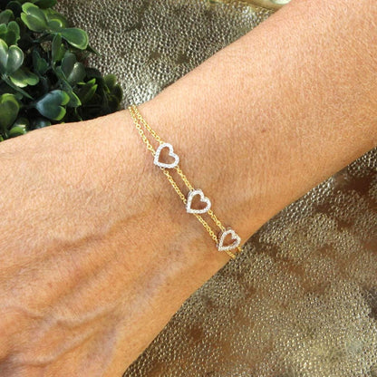 Heart Natural Diamond Stackable Bracelet