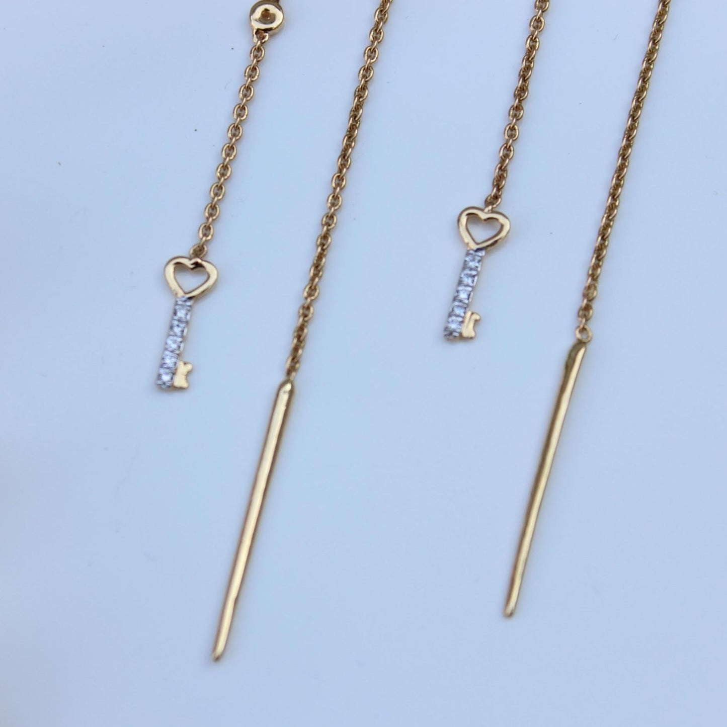Lock And Key Thread Diamond Earrings