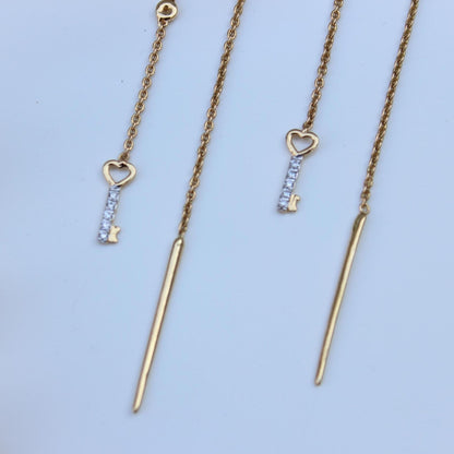 Lock And Key Thread Diamond Earrings