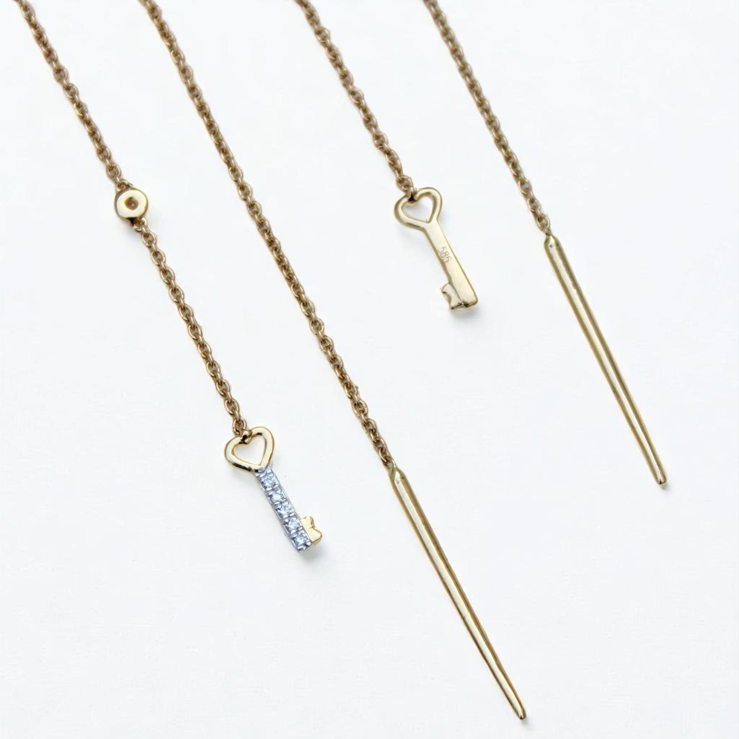 Lock And Key Thread Diamond Earrings