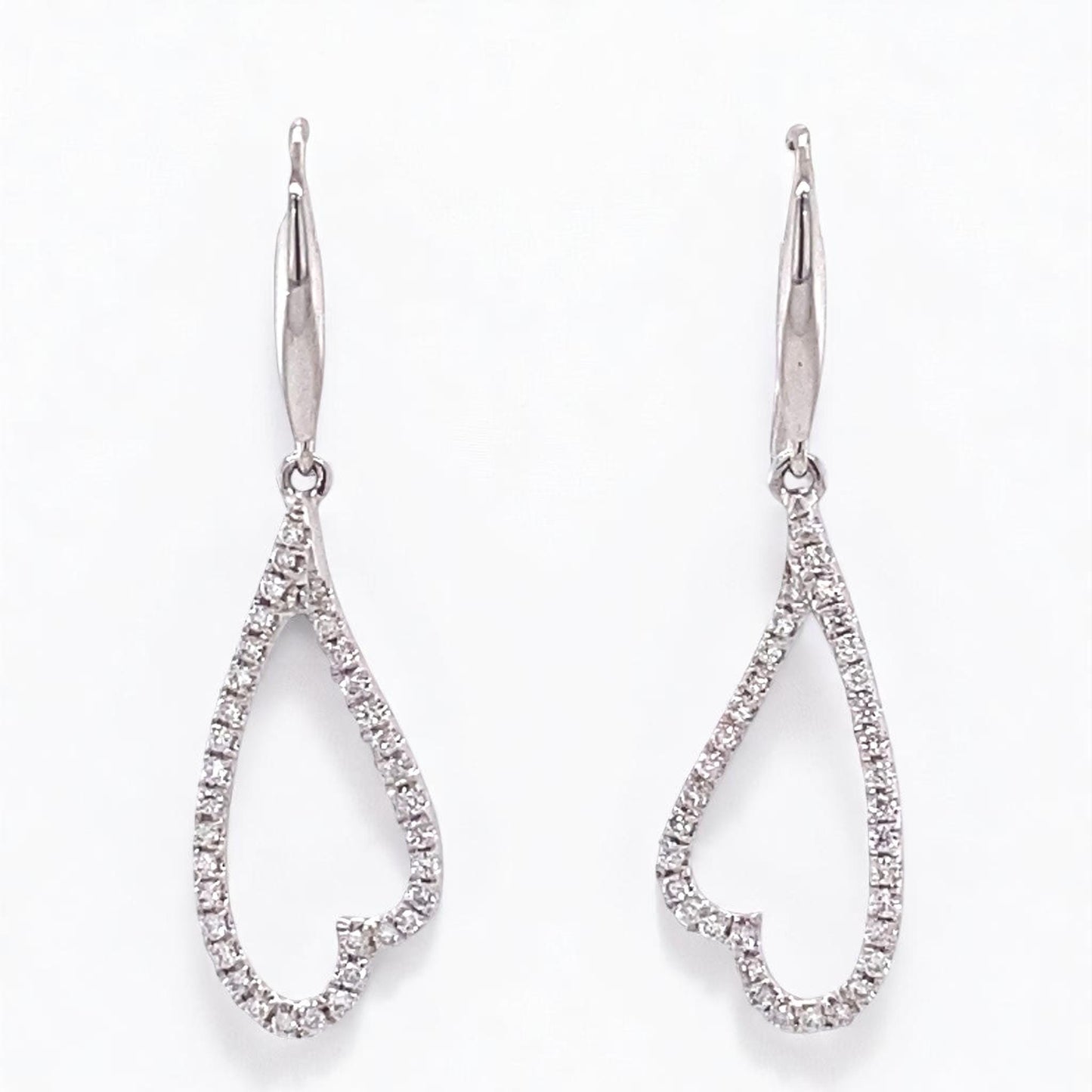 Open Heart Natural Diamonds Dangle Earrings