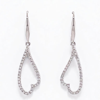 Open Heart Natural Diamonds Dangle Earrings