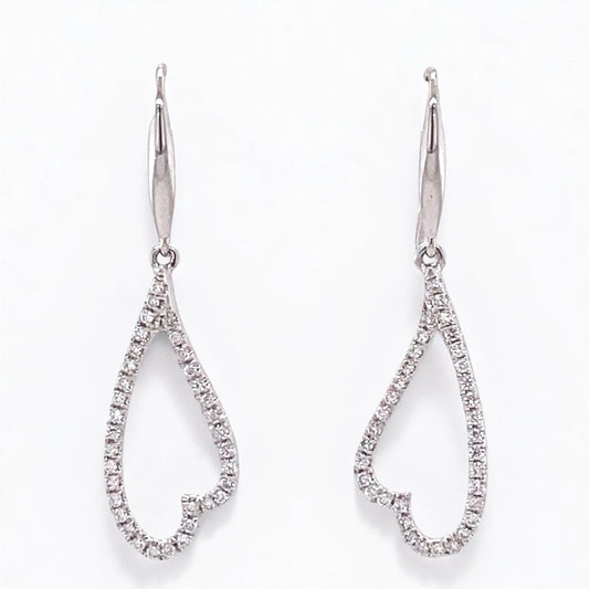 Open Heart Natural Diamonds Dangle Earrings